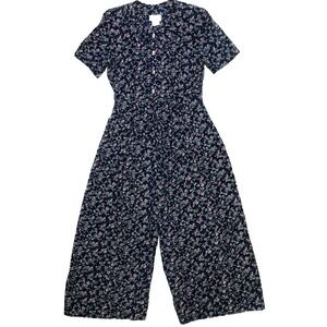 Stuart Alan Jumpsuit Women's S 8‎ Petite Blue Floral Romper Boho Cottage Vintage